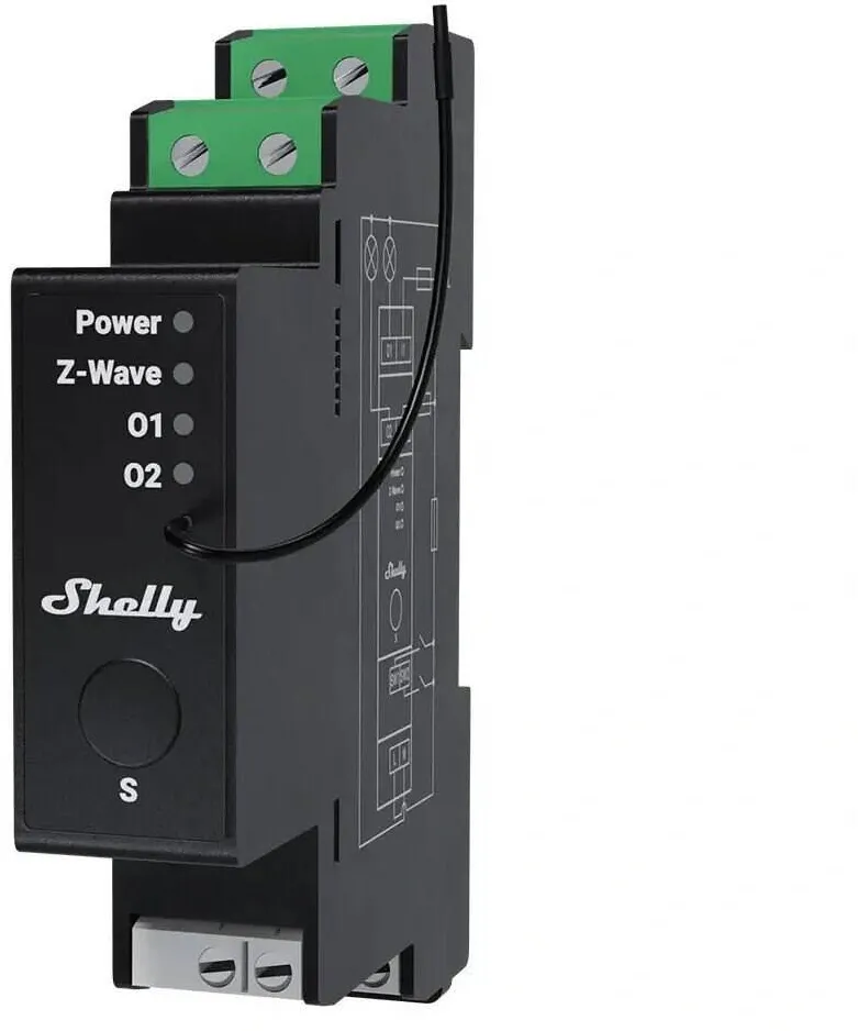 Shelly Shelly Wave Pro 2PM LR two-channel Z-Wave DIN rail controller