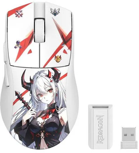 Mouse Redragon Mouse gaming wireless bluetooth si cu fir Redragon K1ng Pro 1K alb Anime