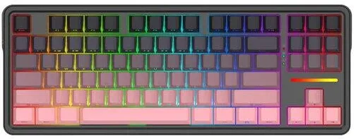 Tastatura Redragon Tastatura gaming mecanica Bluetooth cu si fara fir Redragon Antonium Pro neagra cu roz iluminare RGB