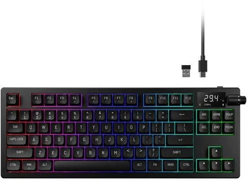Tastatura Gamdias Tastatura gaming mecanica Bluetooth cu si fara fir Gamdias Hermes M7 Hybrid neagra iluminare RGB