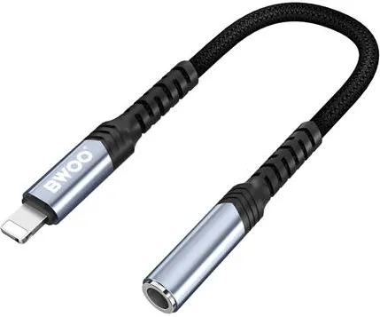 Adaptor Bwoo ADAPTOR AUDIO LIGHTNING - JACK 3.5MM - NEGRU