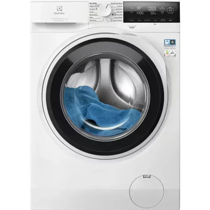 ELECTROLUX Masina de spalat rufe Electrolux Ecoline EW7F3484UE, 8 kg, 1400 rpm, Clasa energie A, Motor Inverter, Dozator Universal detergent, Sistem SteamCare + SensiCare, TimeManager, Program Rapid 20 min, Adancime totala 60 cm, Alb