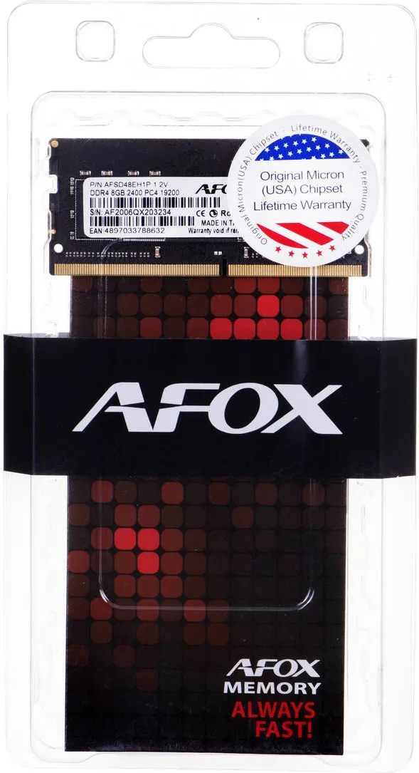 Memorie Laptop AFOX DDR4 8G 2400 SO DIMM  8 GB 1 x 8 GB 2400 MHz