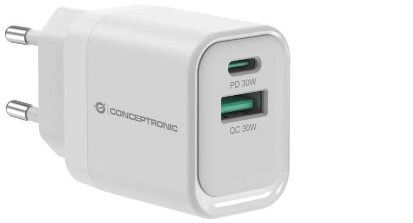 CONCEPTRONIC Incarcator telefon Conceptronic ALTHEA19W33 2-Port 33W GaN USB PD Alb, 1xUSB-A, 1xUSB-C