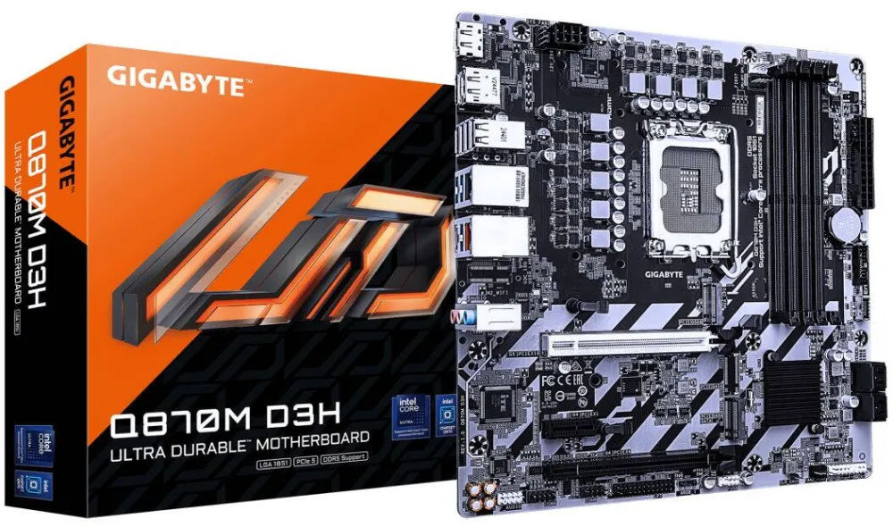 Placa de Baza GIGABYTE Placa de baza Gigabyte Q870M D3H, LGA1851, 4xDDR5, 2xM.2, Micro-ATX