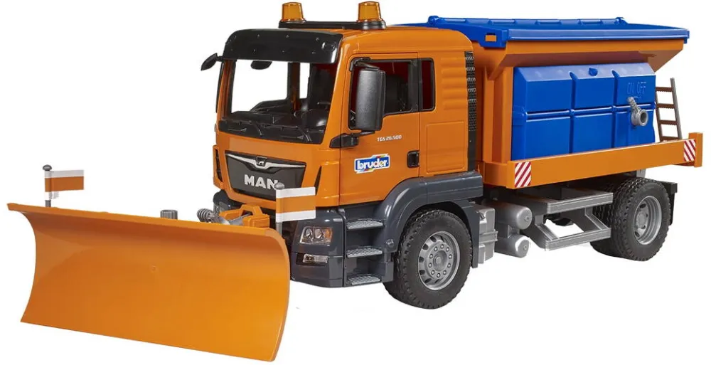 Masina BRUDER Comion de dezapezit Bruder - Man TGS, cu plug, 1:16