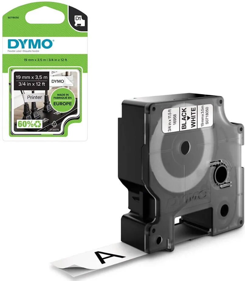 Toner imprimanta Dymo Etichete flexibile 19mm x 3.5m DYMO LabelManager negru/alb S0718050 18488