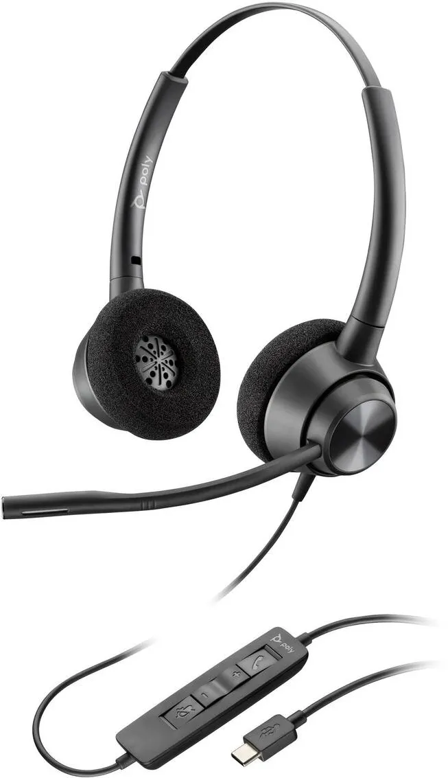Casti Over-Head HP Casti PC set HP Poly EncorePro 320 USB-C, cablu 2,19 m, negru, cu microfon pe brat