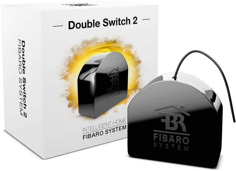 Switch FIBARO Intrerupator dublu, Fibaro, 42.5 x 38.25 x 20.3 mm, Negru