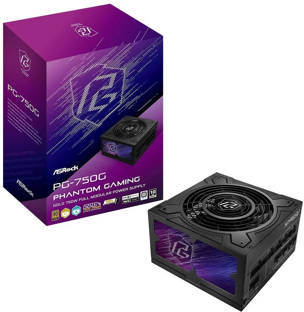 Sursa PC ASRock Sursa PC ASRock 750W 80+ Gold Phantom Gaming, modulara, ATX 3.1, 13,5cm