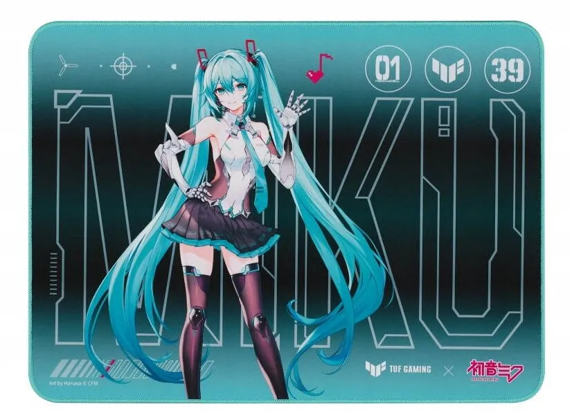Mouse pad Asus gaming TUF gaming P1 Hatsune Miku, turcoaz, 360x260mm, material textil, cauciuc