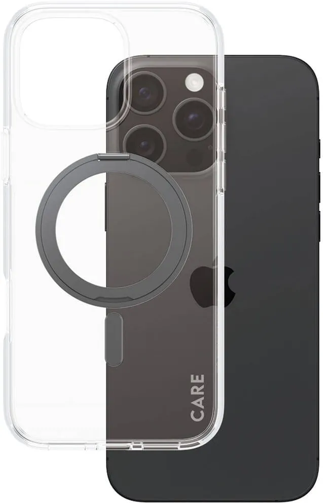 PanzerGlass Husa de protectie PanzerGlass Hard Care Kickstand & MagSafe pentru iPhone 16 Pro Max, Transparent/Negru
