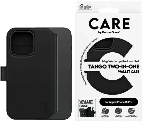 PanzerGlass Husa 2in1 pentru iPhone 16 Pro, PanzerGlass, negru, slim, cu compartimente pentru carduri
