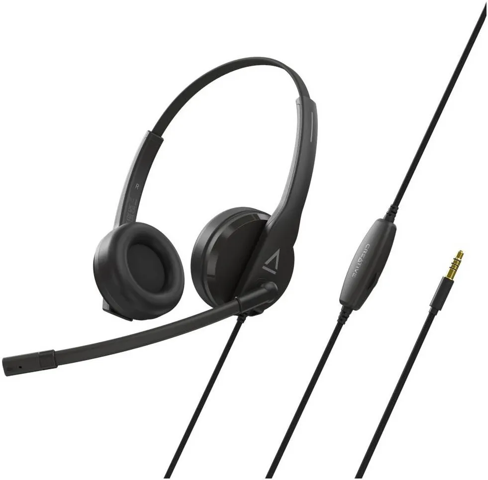Casti Over-Head Creative Labs Casti Office CREATIVE HS-230, Microfon, Noise-cancelling, conexiune jack 3.5mm AUX sau USB, adaptor inclus