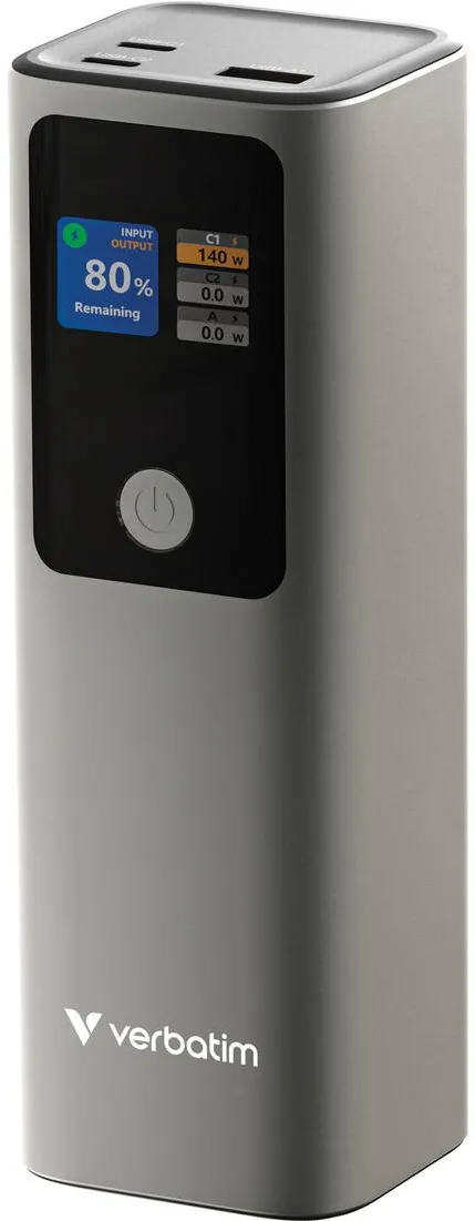 VERBATIM Acumulator extern Verbatim, 27000mAh, 183W, Dual USB-C, USB-A, Display, pentru Laptop, Telefoane si Tablete