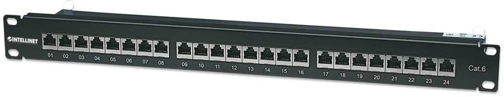 Accesoriu Retea Intellinet Patch Panel Intellinet 720038 STP, Categoria 6, 24 de porturi, Conector RJ-45, Negru