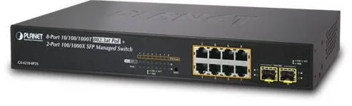 Switch Planet Switch PoE cu Management Layer 2 PLANET GS-4210-8P2S 8-Port 10/100/1000T 802.3at PoE + 2-Port 100/1000X SFP