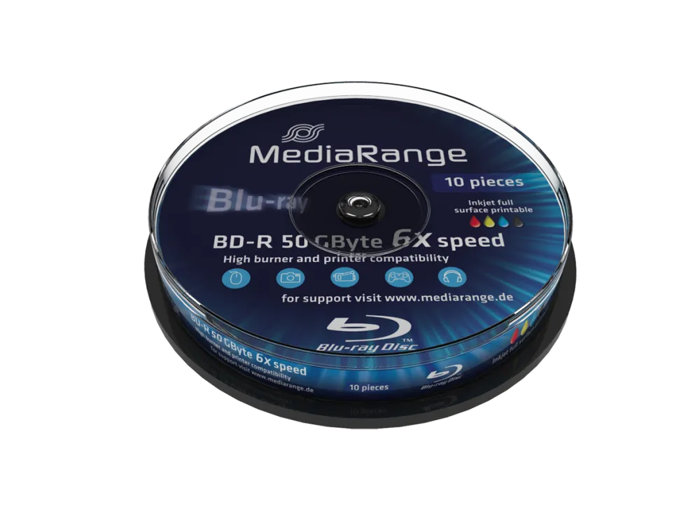 MediaRange BD-R DL 50GB 6x Cake10 PRINTABLE