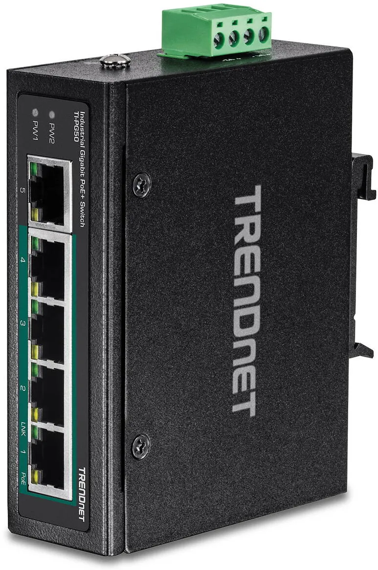 TRENDnet Industrie 5 Port Fast Eth. PoE+ L2 DIN-Rai