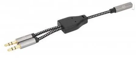 Cablu MANHATTAN Adaptor Pentru Casti cu Aux Y-Audiosplitter 15cm