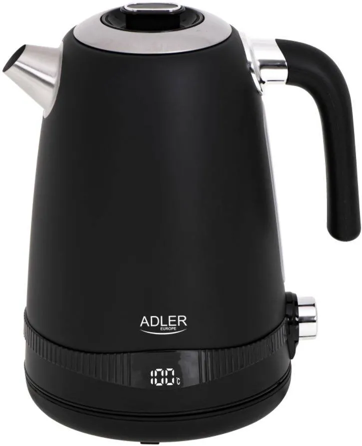 Adler Cana fierbator 1.7L AD1295B control temperatura 7 niveluri intre 40 - 100 grade celsius si functie mentinere temperatura, culoare neagra
