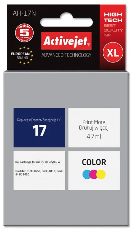 Cartus Imprimanta ACTIVEJET COMPATIBIL AH-17N for HP printer, HP 17 C6625A replacement; Supreme; 47 ml; color