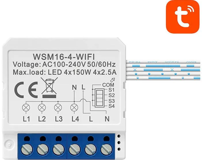 Modul Smart Avatto Switch WiFi WSM16-W4 TUYA