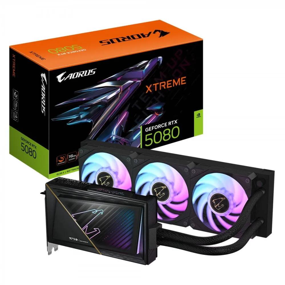 Placa Video GIGABYTE AORUS GeForce RTX 5080 XTREME WATERFORCE 16GB