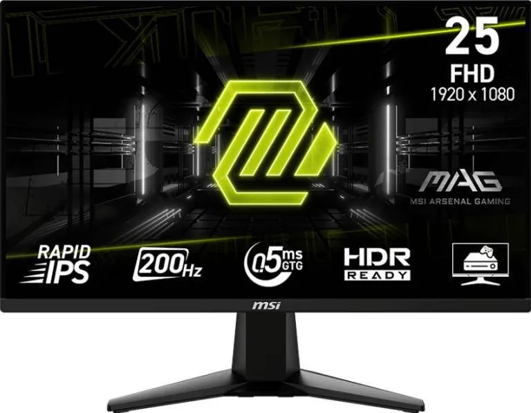 Monitor MSI MAG 255F E20, IPS, 24.5 inch, Full HD, 1920 x 1080, HDMI, DisplayPort, 200 Hz, 0.5 ms, Negru 9S6-3BC21M-043