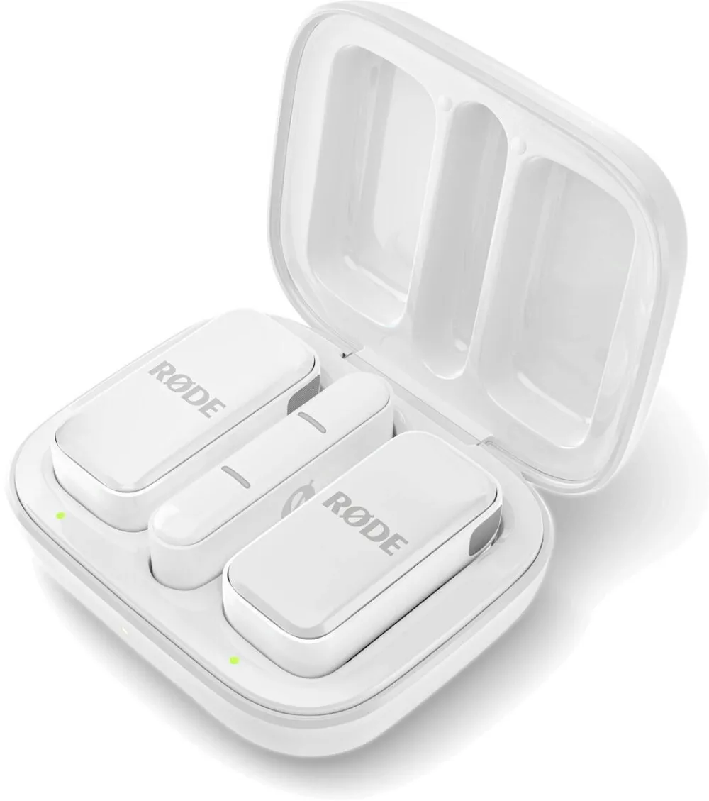 Microfon Rode Microfon wireless Rode, model Wireless Micro Lightning, alb, set cu 2 transmitatori si accesorii