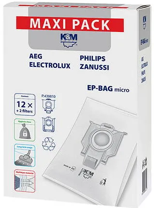 K & M Saci de aspirator bags 12 + 2 EP-BAG MAXI