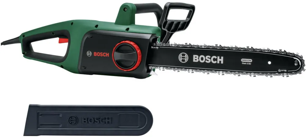 BOSCH Drujba electrica (fierastrau) cu lant UniversalChain 06008B8402, 1800 W, 40 cm lungime lama, 12 m/s viteza lant, lant Oregon, capac lant, ghidaj
