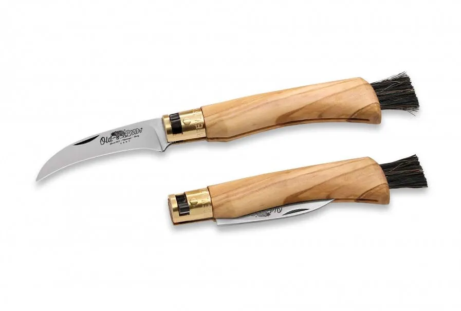 Old Bear Briceag Mushroom olive wood pentru ciuperci, lama 68 mm