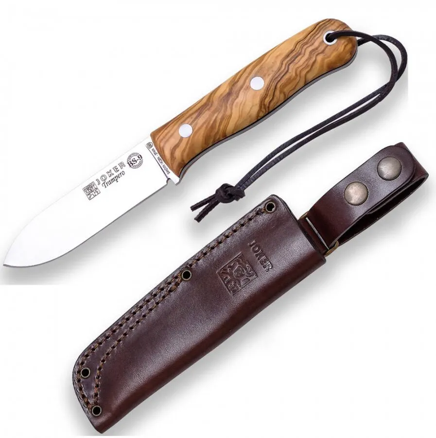 Joker Cutit BS9 Trampero lama 10 cm otel inox, maner din lemn maslin, teaca piele