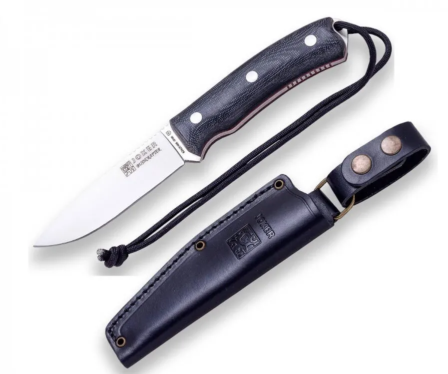 Joker Cutit Bushcrafter cu teaca piele, lama otel inox 10.5 cm, maner micarta