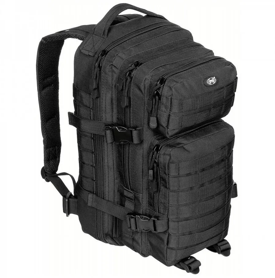 MFH Rucsac modular Assault, 30 litri, multiple buzunare, compatibil sistem hidratare, negru MFH