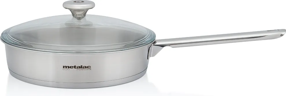 Metalac Tigaie 2.4l cu capac din sticla Santino Metalac inox/24cm/2.4l