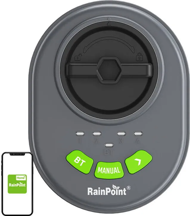 RainPoint Controler de aspersoare cu 4 zone RainPoint cu aplicatie, Bluetooth