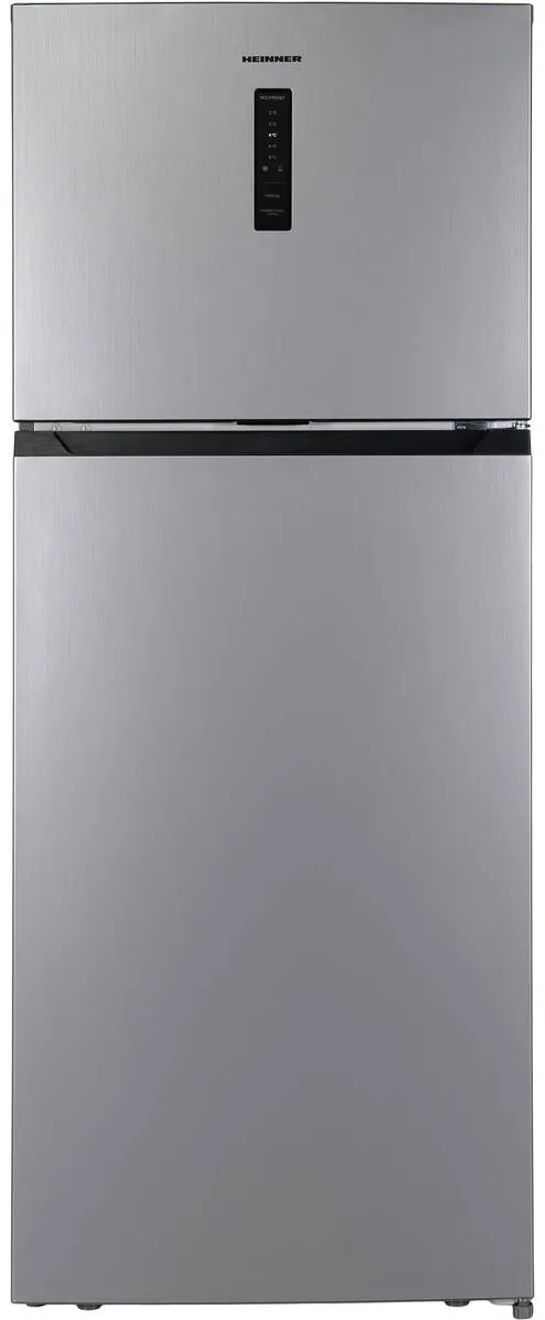 HEINNER Frigider cu doua usi Heinner HF-HM415NFSE++, 415 l, Full No Frost, Clasa E, Compresor Dual Inverter, Display, Blocare Acces copii, H 178 cm, Argintiu