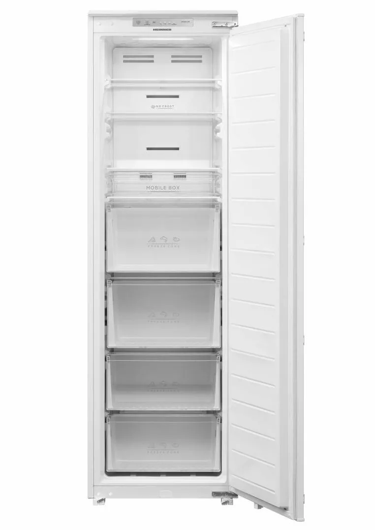 Congelator HEINNER HFF-BIM212NFCE++, NO FROST, 212 L, Clasa E, Functionare convertibila (frigider/congelator), Display cu leduri (in interior), Control electronic, Lumina LED, Alarma usa deschisa