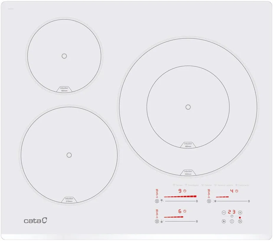 Plita CATA Cata INSB 6030 WH Hob, Induction, Width 59cm, 3 cooking zones, Touch control, White