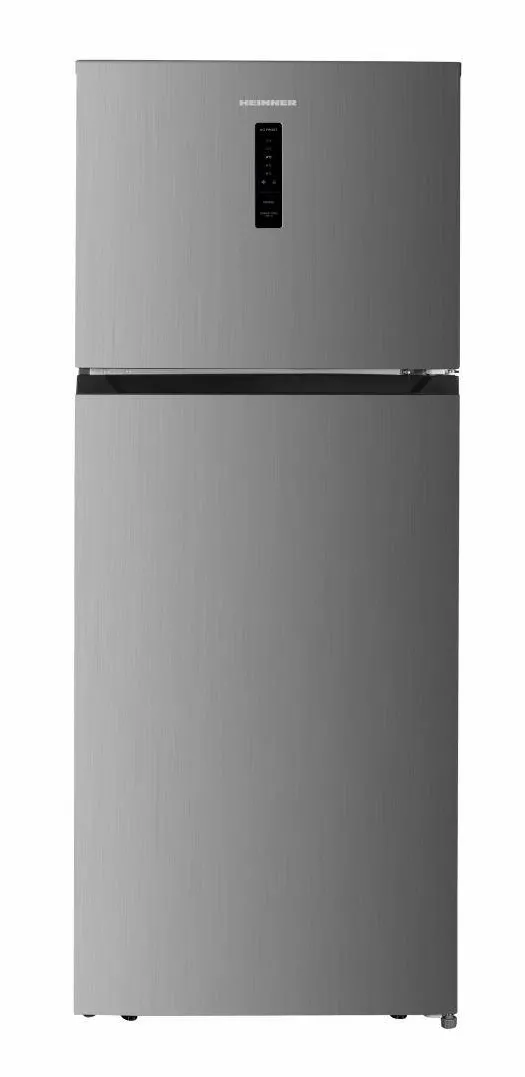 HEINNER Frigider cu doua usi HF-HM415NFINVSD, 415 L, FULL NO FROST, COMPRESOR DUAL INVERTER, Clasa D, Display, Functie super racire, Blocare acces copii, Argintiu