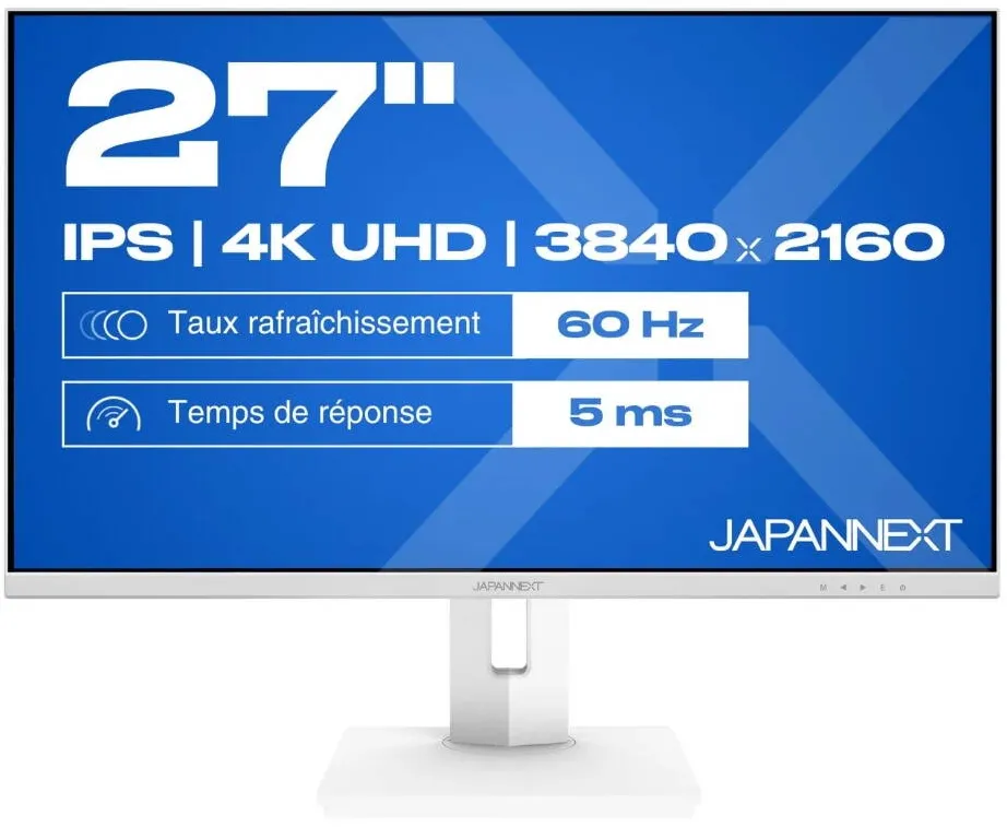 Monitor JAPANNEXT MonitorPS LED JAPANNEXT 27" JN-IPS270UHD60F-C65W-HSP-W, UHD 3840 x 2160, HDMI, DisplayPort, Boxe Alb