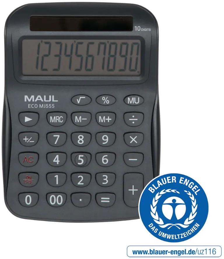 Maul Calculator de birou ECO MJ555, 8 digits, realizat din plastic reciclat, incarcare solara- gri