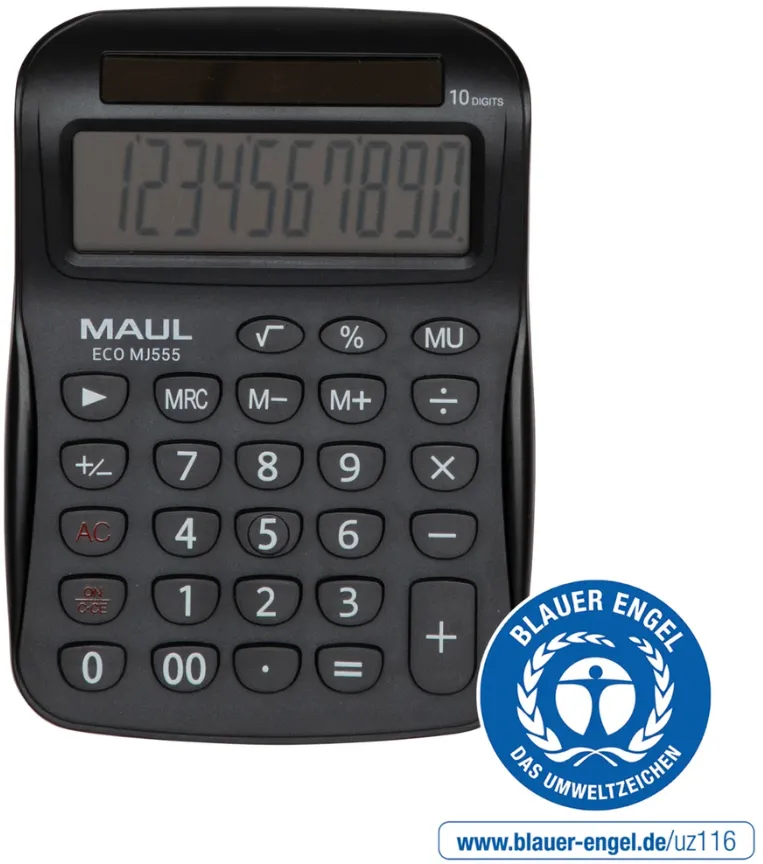 Maul Calculator de birou ECO MJ555, 8 digits, realizat din plastic reciclat, incarcare solara-negru