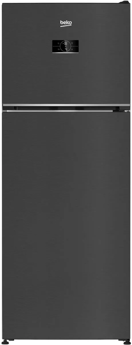 BEKO Frigider cu doua usi Beko B5RDNE504LXBR, 477 l, No Frost, HarvestFresh, Everfresh+, AeroFlow, Umiditate controlata, Display, Clasa E, H 185 cm, Dark Inox
