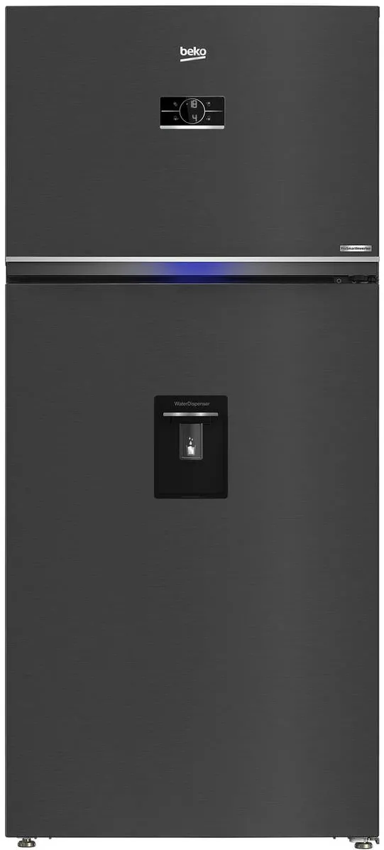 BEKO Frigider cu doua usi Beko RDNE650E40DZXBRN1, 630 l, Everfresh+, AeroFlow, Compresor ProSmart Inverter, Dozator apa, Clasa E, H 187,7 cm, Dark Inox