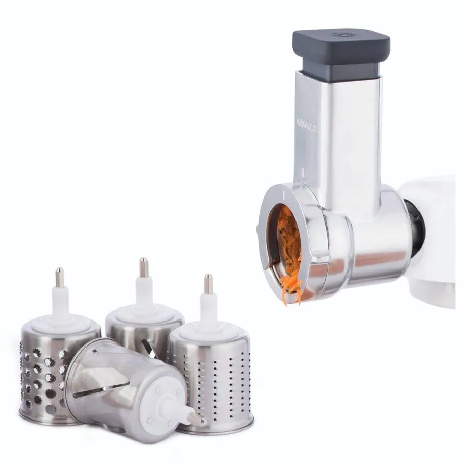 KENWOOD Accesoriu rotativ tip razatoare pentru robotii de bucatarie Kenwood, KAX643ME, 5 conuri pentru feliere/razuire incluse, Argintiu