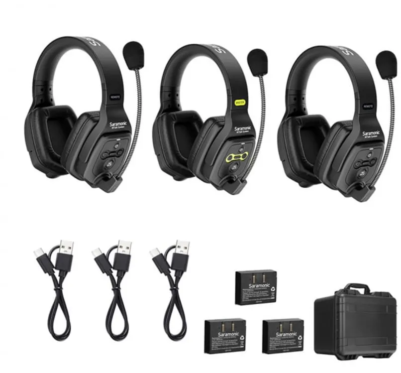 SARAMONIC Solutie intercom stereo comp Saramonic WiTalk WT3D3xbat, 3 pers, Full-Duplex 1.9GHz, dual-ear