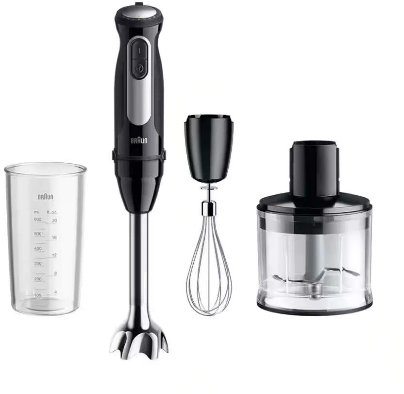 Blender vertical BRAUN MQ55236M 1000 W cu tocator 500 ml, pahar 600 ml si tel, negru/inox